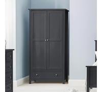 Maine Double Wardrobe - 2 Door - 1 Drawer - Black