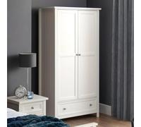 Maine Double Wardrobe - 2 Door - 1 Drawer - White