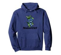 Maine Girl Watercolor Blueberry Cluster Fruit Illustration Pullover Hoodie
