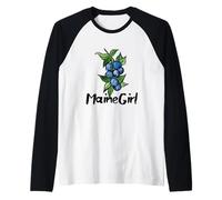 Maine Girl Watercolor Blueberry Cluster Fruit Illustration Raglan Baseball Tee