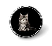 Maine Kitten Round Brooch Badges Pin Metal Lapel Pins Jewellery