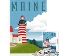 Maine Lighthouse Teenager Jigsaw Puzzles 1000 Pieces Enhance Mindful Thinking And Focus Relaxing Stress Relief Game (38x52cm)