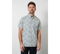 Maine Men's Blue Leaf Print Oxford Short Sleeve Shirt | Size: Medium Maine Blue M