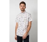 Maine Men's Off White Fern Print Short Sleeve Shirt in Off-White | Size: Medium Maine Off-White M