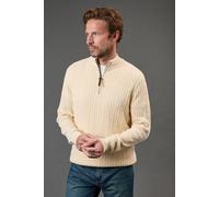 Maine Men's Premium Pure Cotton Cable Half Zip Jumper in Stone | Size: XL Maine Stone XL