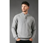 Maine Men's Premium Pure Cotton Half Zip Funnel Jumper in Light Grey | Size: XL Maine Light Grey XL