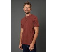 Maine Men's Rust Short Sleeve Slub Grandad Neck T-Shirt in Orange | Size: Large Maine Orange L