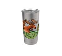 Maine Moose Illustration Mainer Stainless Steel Insulated Tumbler