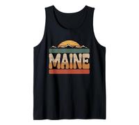 Maine Mountain Retro Sunset Vintage 70s State Souvenir Tank Top