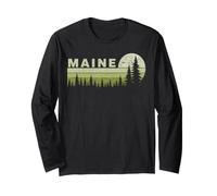 Maine Outdoor Nature Lover Vintage Retro Environmentalist Long Sleeve T-Shirt