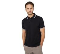 Maine Pique Tipped Polo Shirt, M, black