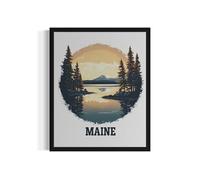 Maine Poster Art Print - States Landscape Nature Scenery Painting illustrations Wall Art for Bedroom Bathroom Living Room Decor 108 (Maine, 8 x 10 inches, Unframed)