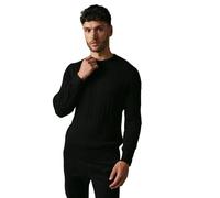 Maine Premium Pure Cotton Cable Crew Neck Jumper, L, Black