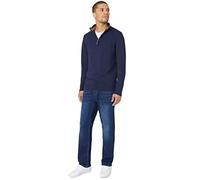 Maine Premium Pure Cotton Half Zip Funnel Jumper, L, Navy