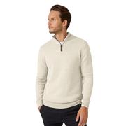 Maine Premium Pure Cotton Half Zip Funnel Jumper, M, stone