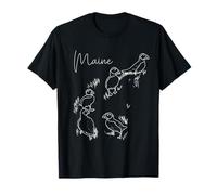 Maine Puffin Illustration Souvenir Art Coastal Wildlife Bird T-Shirt