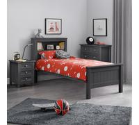 Maine - Single - Bookcase Storage Bed - Anthracite Dark Grey - Wooden - 3ft - Happy Beds