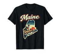 Maine State Coastal Lighthouse Ocean Sunset Scenery T-Shirt