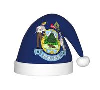 Maine State Flag 1 Pack Christmas Hats Plush Santa Hat For Teenagers Christmas Costume Party And Holiday Event