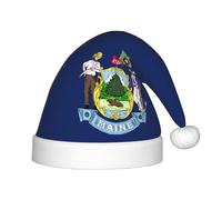 Maine State Flag 1 Pack Christmas Hats Plush Santa Hat For Teenagers Christmas Costume Party And Holiday Event