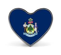Maine State Flag Cute Heart Badge for Women Men Novelty Funny Brooches Pins for Shirts Bags Hats