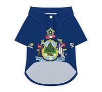 Maine State Flag Funny Pet T-Shirt Soft Short Sleeve Button Down Dog Clothes for Cat Puppy