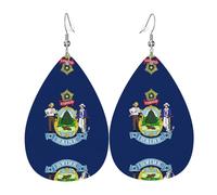 Maine State Flag Leather earrings, European and American style earrings for young women, birthday gifts/Valentine's Day gifts