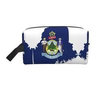 Maine State Flag Map Print Toiletry Bag for Men Travel Toiletry Bag, Spacious Capacity Cosmetic Bag for Women