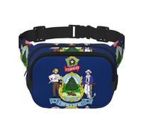 Maine State Flag Pattern trendy fashionable waist bag, unisex travel sports messenger bag