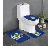 Maine State Flag Print 3 Piece Bathroom Rug Set Bath Rugs Bathroom Mats U-Shaped Toilet Mat O-Shaped Lid Cover