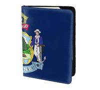 Maine State Flag Print 5.5in Passport Travel Document Wallet Case Stylish Secure Men Women For Travelers, Black, One Size