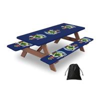 Maine State Flag Print Camping Essentials Waterproof Camping Table And Bench Cover With Drawstring Bag 183 Cm