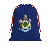 Maine State Flag Print Convenient Reusable Drawstring Gift Pouches Holiday Parties Fashionable Men Women