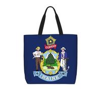 Maine State Flag Print Eco-Friendly Lightweight Tote Crossbody Fashionable Handbag Reusable Travel Work