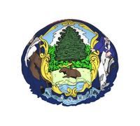 Maine State Flag Print Large Size Waterproof Shower Cap For Women And Men Reusable Lightweight Soft Hat