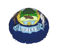 Maine State Flag Print Lightweight Shower Cap for Women and Men Reusable hat Soft hat and Bath Hair Cap