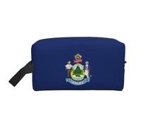 Maine State Flag Print Men Women Large Capacity Travel Toiletry Bag Cosmetic Pouch Everyday Commuting