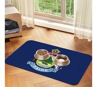 Maine State Flag Print Pet Food Mat Absorbent Non Slip PU Leather Feeding Mat for Dogs Cats Rubber Bottom