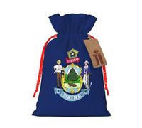 Maine State Flag Print Reusable Eco-Friendly Gift Drawstring Bag For Party Favors Seasonal Celebrations