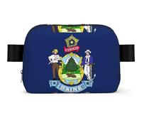 Maine State Flag Print Square Bumbag Fanny Pack for Men Women Adjustable Belt Bag Waterproof Cross Body Bag Chest Bag