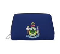 Maine State Flag Print Stylish Makeup Bag for Women Cosmetic Travel Pouch Weekend Getaway Toiletry Bags