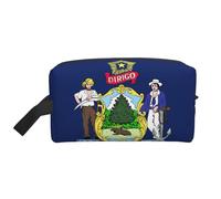 Maine State Flag Print Travel Bag Toiletry Makeup Organizer for Women and Men, Large Capacity for Cosmetic, Accessories, Toiletries, Shampoo, and Essentials
