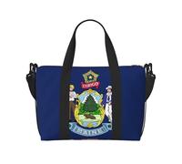 Maine State Flag print Travel Duffel Bag,workout duffel bag, overnight shoulder Bag,Weekender Bag for Women Men, Black, One Size