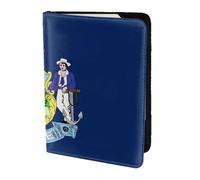 Maine State Flag print Travel Wallet Passport Holder Case for Family Leather Passport Cover for Men Women, Black, One Size