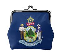 Maine State Flag Print Vintage Leather Change Purse Elegant Small Coin Purse for Women Coin Pouch Wallet Mini