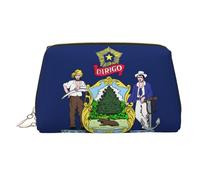 Maine State Flag Printed Zippered Toiletry Bag, Wide Open Storage Case for Personal Care Items and Cosmetics