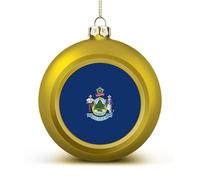 Maine State Flag Shiny Christmas Ball Ornaments for Xmas Tree Hanging Balls Holiday Party Decoration 4PCS