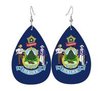 Maine State Flag Teardrop-shaped leather earrings are a luxurious and fashionable accessory suitable for women, showcasing individual charm.