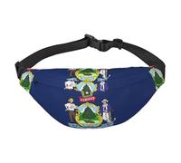 Maine State Flag Travel Fashion Waist Bag, Suitable for Sports, Running, Cycling, Traveling, Fishing Boys Large Crossbody Waist Bag,