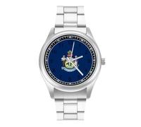 Maine State Flag Trendy Wrist Watches for Men Classic Quartz Stainless Steel Strap Watch
